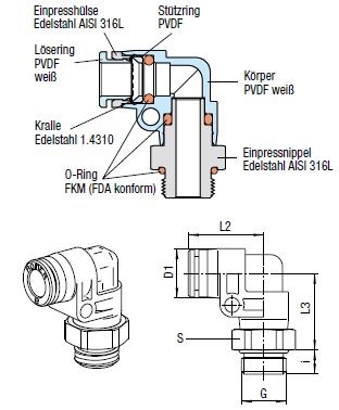 Verschluss-Stecker Push-In, O.D. Schlauch 4 mm, Aussengewinde G 1/4