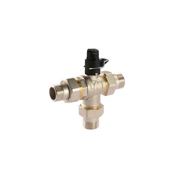 Comparato - Ball valve for Sintesi actuator with spacer for solar systems, full bore, DN15, PN16, 1/2 ", M / M / M
