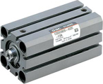 SMC Pneumatics - C (D) QSX, slow speed compact cylinder, double acting, standard piston rod, (fork mounting), 25, 10, (elastic damping), without auto
