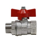 Standard ball valve, nickel-plated brass, G 3/4 "male x female, red wing handle