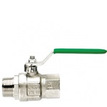 Drinking water ball valve, DVGW / DIN13828 approval, chrome-plated brass, G 3/4 "male x female, green lever handle
