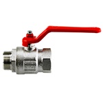 Standard ball valve, nickel-plated brass, G 3/4 "male x female, red lever handle