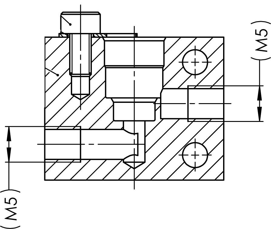 Mounting block Ø8mm for microvalves made of stainless steel - M5