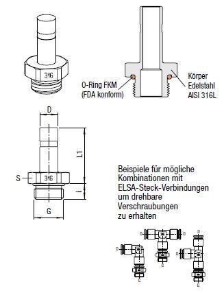 Gerader-Verbinder Push-In, Steckanschluss 8,0 mm, Außengewinde G 1/8