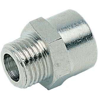 Threaded fitting, short extension, cylindrical, nickel-plated brass, G 1/8 "male thread x G 1/8" female thread