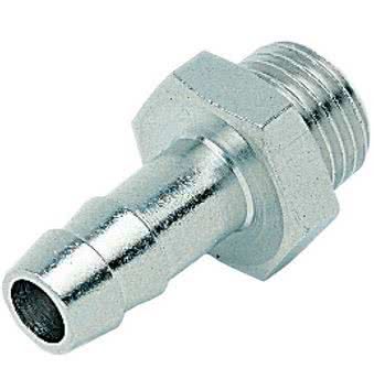 Screw-in hose nozzle, nickel-plated brass, cylindrical, G 1/8 "male thread, hose connection Ø 7mm