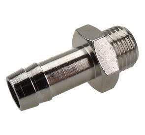 Screw-in hose nozzle, nickel-plated brass, cylindrical, G 1 1/2 "male thread, hose connection Ø 32mm
