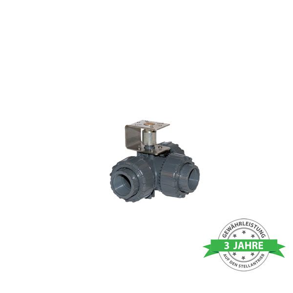 Comparato - 3-Way Ball Valve for Diamant PRO Actuator, Full Through, L Bore, with Spacer, DN15, PN16, 1/2 ", W / W / W
