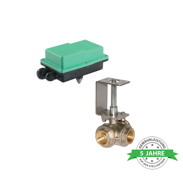 Comparato - Electric ball valve with stainless steel spacers - Diamant PRO, L bore, 3-way 3/4 "W / W / W, DN20, PN16, 230V