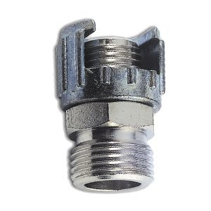 Threaded fitting with BSPP male thread and knurled nut