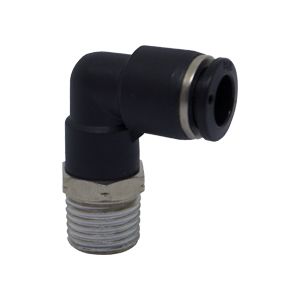 Swiveling L-connector with BSPT male thread, nickel-plated