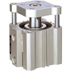 SMC Pneumatics - C (D) QM, Compact Cylinder with Guide Rod, [Through Hole (Standard)], 63, [G (ø32-ø100)], 15, w / o auto switch, 0.5 m (or none in the version without auto switch)
