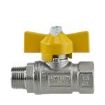 Ball valve for combustible gases, EN331 DVGW, nickel-plated brass, G 3/4 "male x female, yellow wing handle