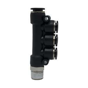 Rotatable male multi-T plug connector with NPT thread nickel-plated
