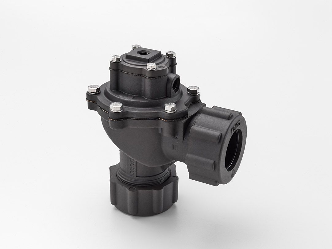 Mecair impulse diaphragm valve 2/2-way, NC, G 1;, pneumatic, with quick-action connection, cover with 4 holes