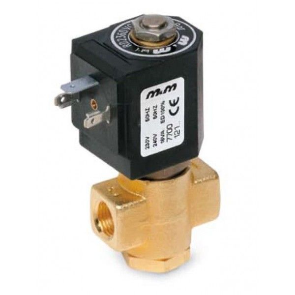 2-way high pressure solenoid valve, normally open, G 1/4 ", brass, direct operated