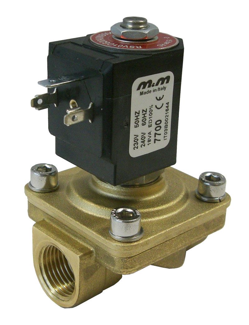 2-way solenoid valve normally open from 0 bar, G1 "