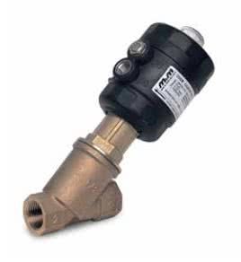 2-way angle seat valve, G 1/2 ", red brass, normally closed