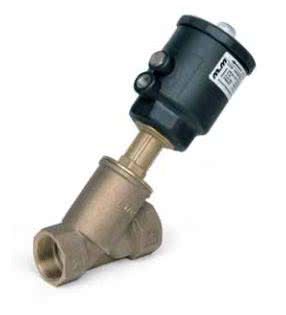 2-way angle seat valve, G 1 ", red brass, normally closed