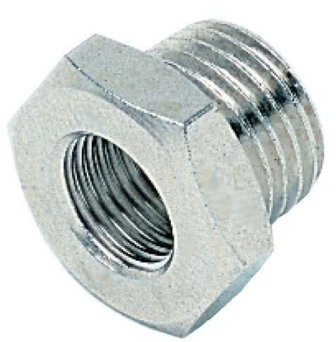 Threaded fitting, reducer cylindrical, nickel-plated brass, G 1 "male to G 3/4" female thread