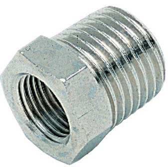 Threaded fitting, reducer cylindrical / conical, nickel-plated brass, R 3/8 "male to G 1/8" female thread
