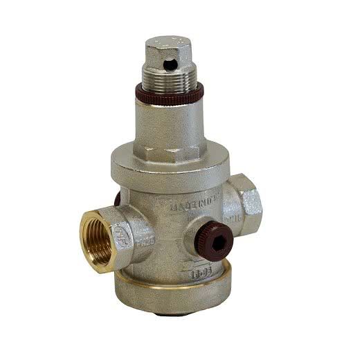 Water pressure regulator, brass nickel-plated, G 3/4 ", control pressure 3 bar, operating pressure 0 - 25 bar