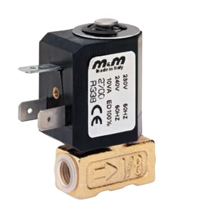 2-way solenoid valve, G 1/8 ", brass, normally closed, direct operated