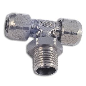 Swiveling T-quick connector with BSPT male thread