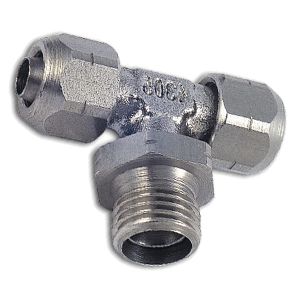 Swiveling T-quick connector with BSPP external thread