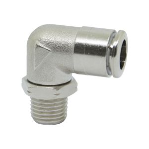 Swiveling L-plug connector with NPT & UNF thread nickel-plated