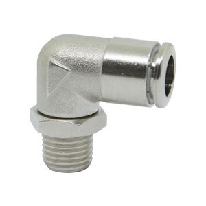 Swiveling L-connector with BSPT male thread, nickel-plated