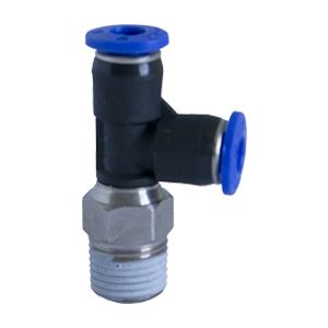Compact swivel side male T-connector with BSPT thread nickel plated
