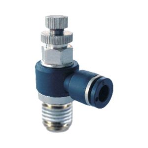 L flow regulator with BSPT male thread unidirectional nickel-plated, handle adjustment