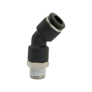 Swiveling L-plug connector with 45 ° outer angle and BSPT thread, nickel-plated
