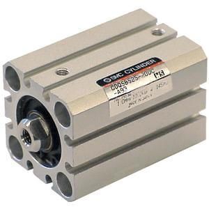 SMC Pneumatics - C (D) QS, Compact Cylinder, Double Acting, Standard Piston Rod, High Transverse Load, (Through Hole, Tapped Holes on Both Sides), 16, 5, (Elastic Damping), w / o auto switch