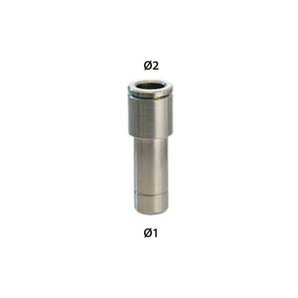 Nickel - plated brass Univer push - fit reducer Ø1 12 mm, Ø2 14 mm