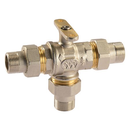 Comparato - Ball valve for Diamant PRO actuator, 3-way, full bore, DN20, PN16, 3/4 ", M / M / M