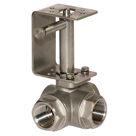 Comparato - Ball Valve with Spacer and Manual Override for Diamant PRO Actuator, Stainless Steel (Aisi 316), Full Through, T Bore, DN10, PN64, 3/8 '', W / W / W