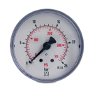 Impact-resistant, unfilled manometer for the industry with ABS housing, spring and hub made of brass, rear connection, BSPT thread in accordance with EN 837-1 / 7,10