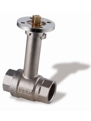 Ball valve in nickel plated brass, full bore with fixed extended neck, flange ISO 5211, W/W