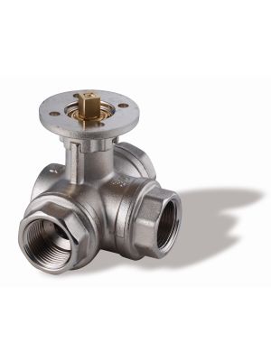 Ball valve in nickel plated brass, L port/reduced bore, reduced bore, flange ISO 5211