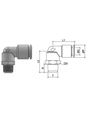 Elbow connector, stainless steel AISI 316L with BSPT thread