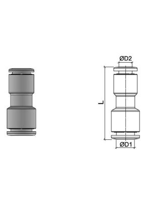 Reduced connector, stainless steel AISI 316L