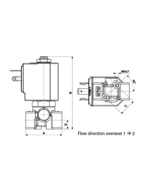 2-way solenoid valve, high pressure, G 1/4 ", brass, normally closed, direct operated