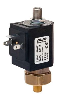2-way solenoid valve, G 1/8 ", brass, normally open, direct operated