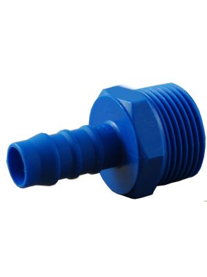 Screw-in hose nozzle, with external thread, nylon, blue - suitable for food