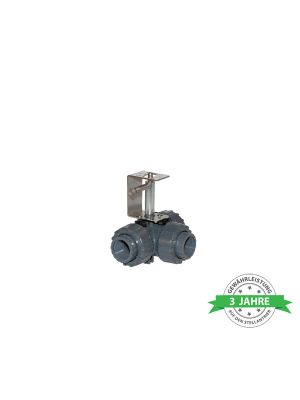 Comparato - 3-way ball valve for Diamant PRO actuator, Full bore, T hole, with spacer and manual override, DN15, PN16, 1/2 ", W / W / W