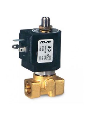 3-way solenoid valve, G 1/4 ", brass, normally open, direct operated