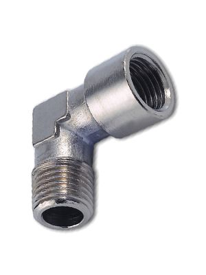 Elbow fitting with BSPT male thread and BSPP female thread