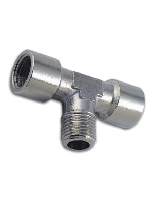 T-piece with BSPT and metric thread, 1xOuter thread, 2xInner thread